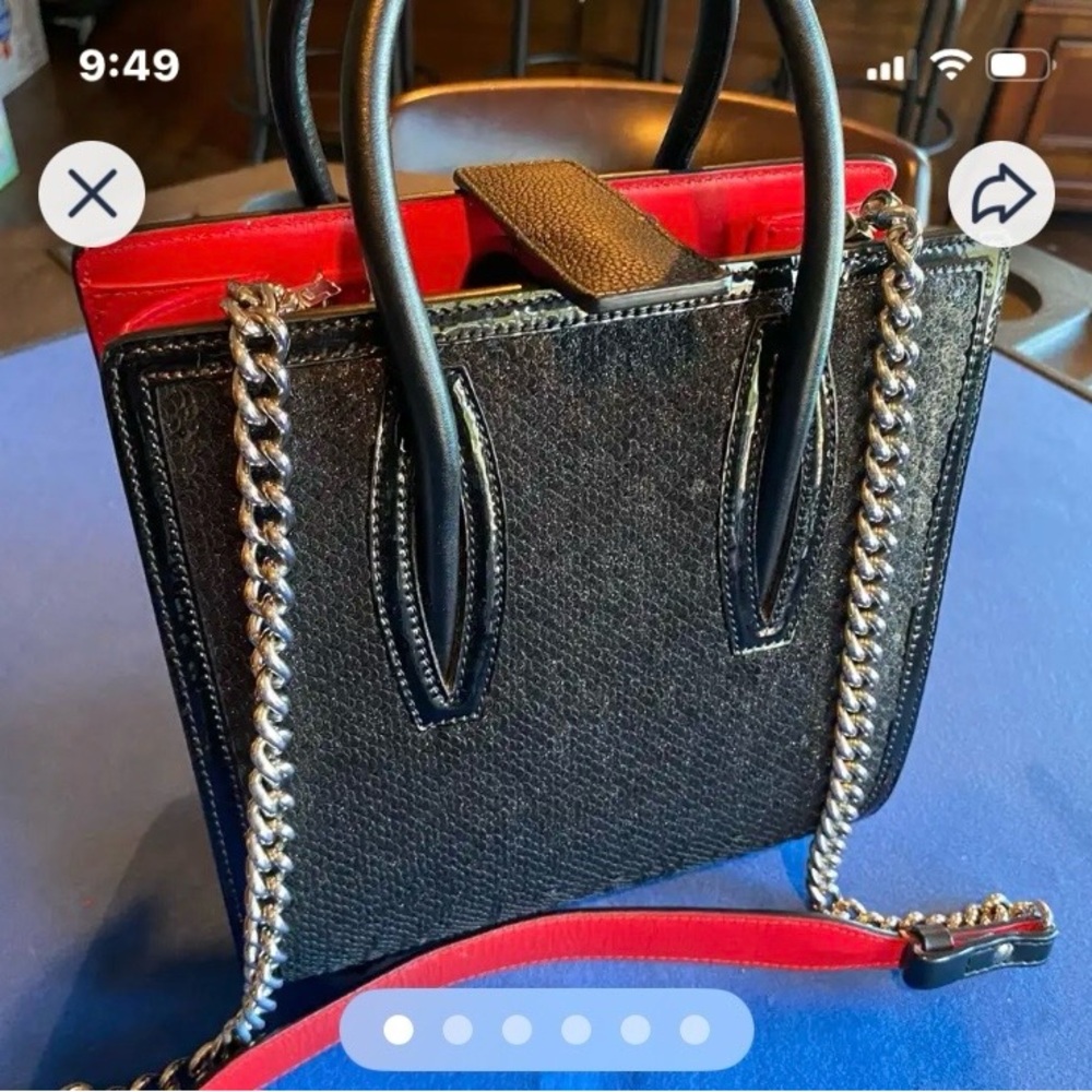 Christian Louboutin Black and Red Chain Shoulder Bag